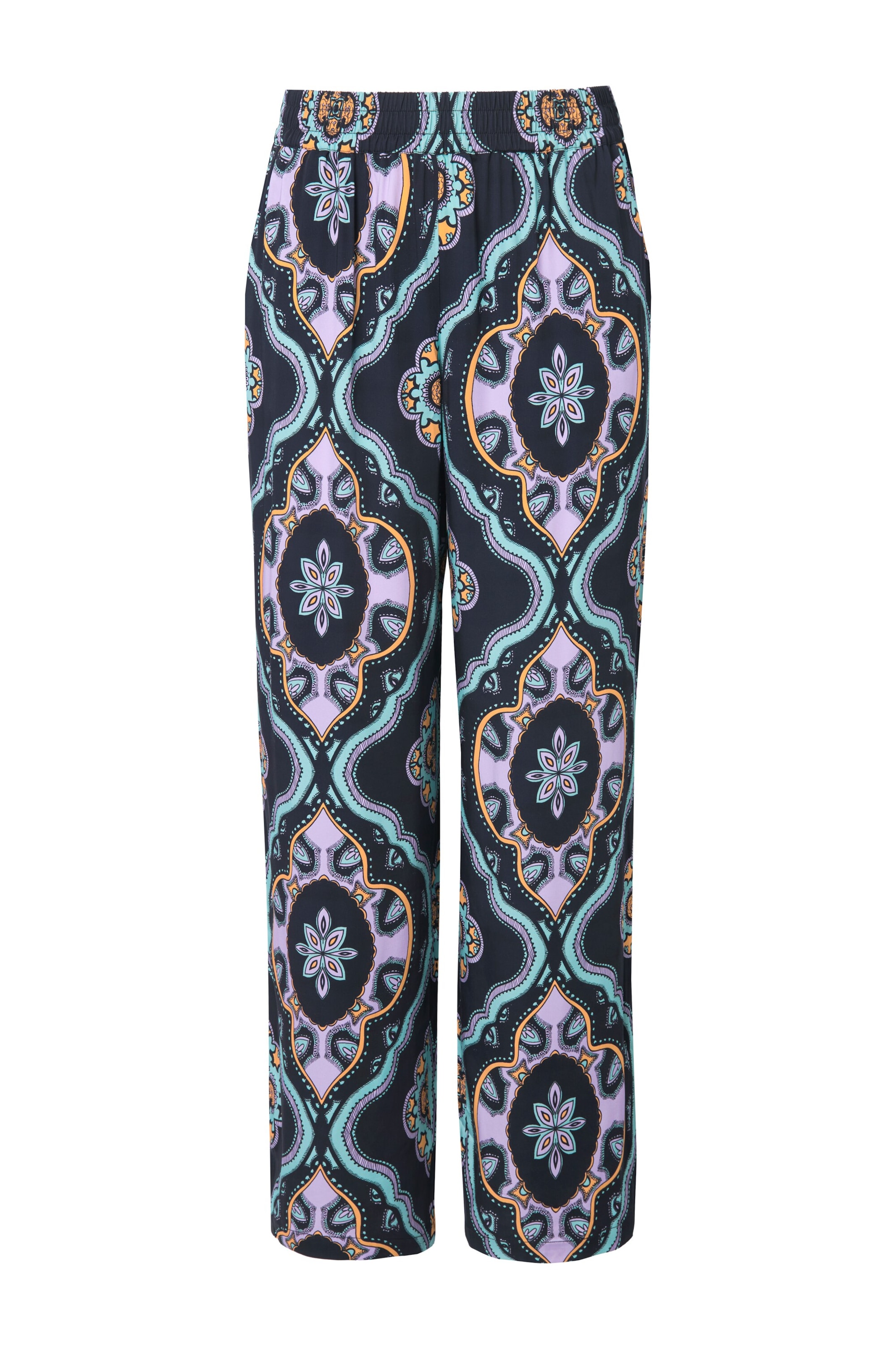 Ulla Popken Wide leg Broek in Blauw: voorkant