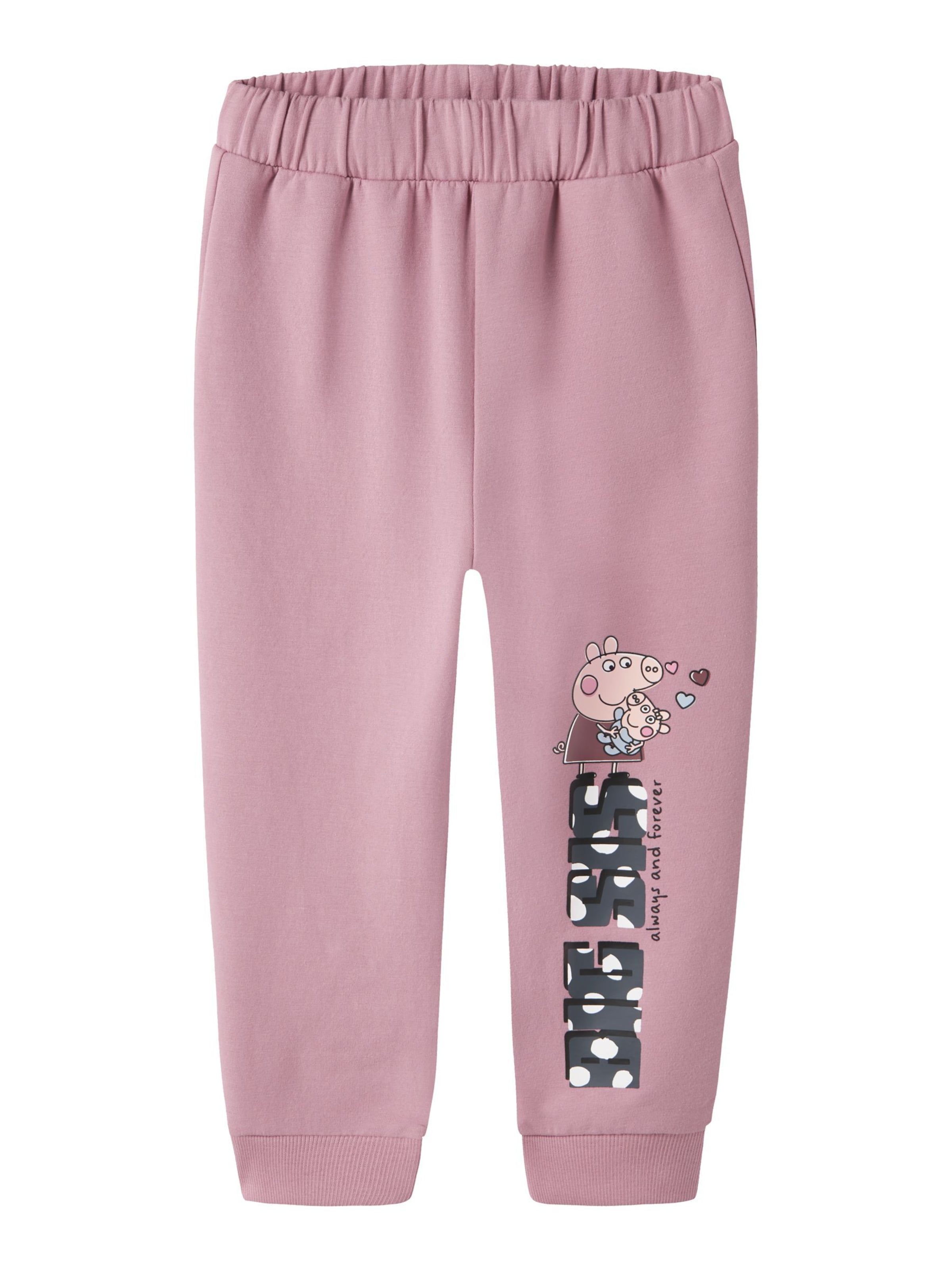 NAME IT - Tapered Pantalón 'Peppa Wutz' en rosa: frente