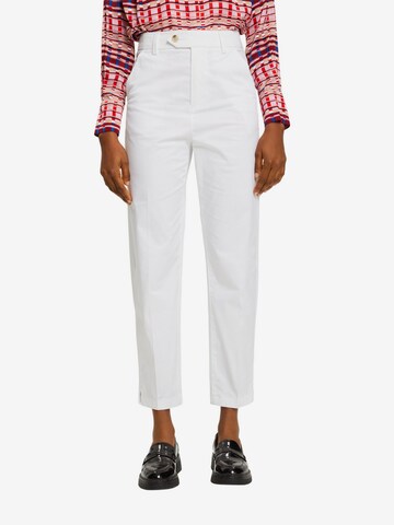 ESPRIT Regular Pleated Pants in White: front