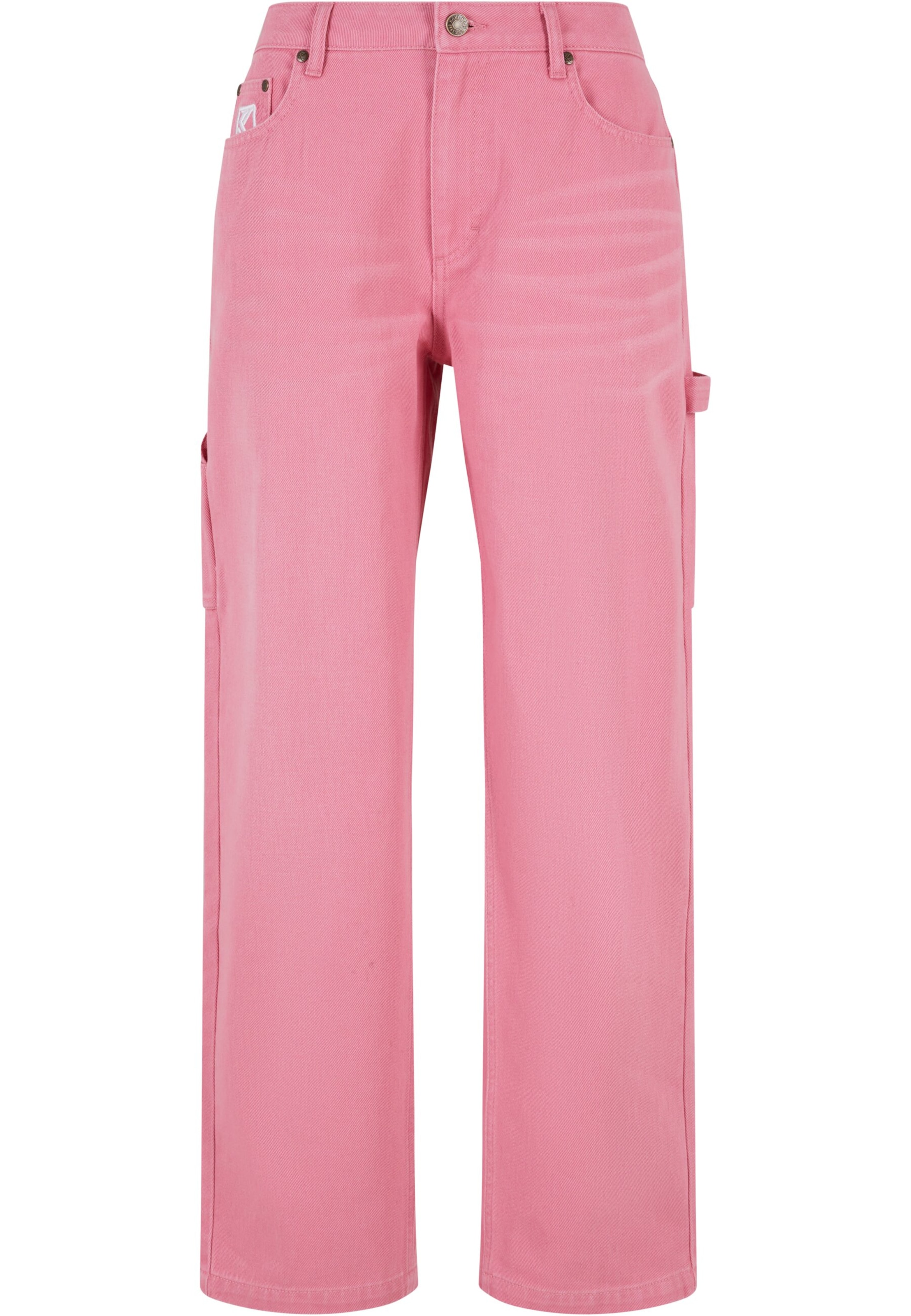 Karl Kani - Loosefit Calças de ganga cargo em rosa: frente