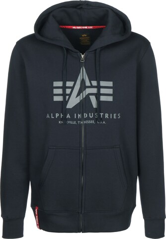 ALPHA INDUSTRIES Sweat jacket in Blue: front