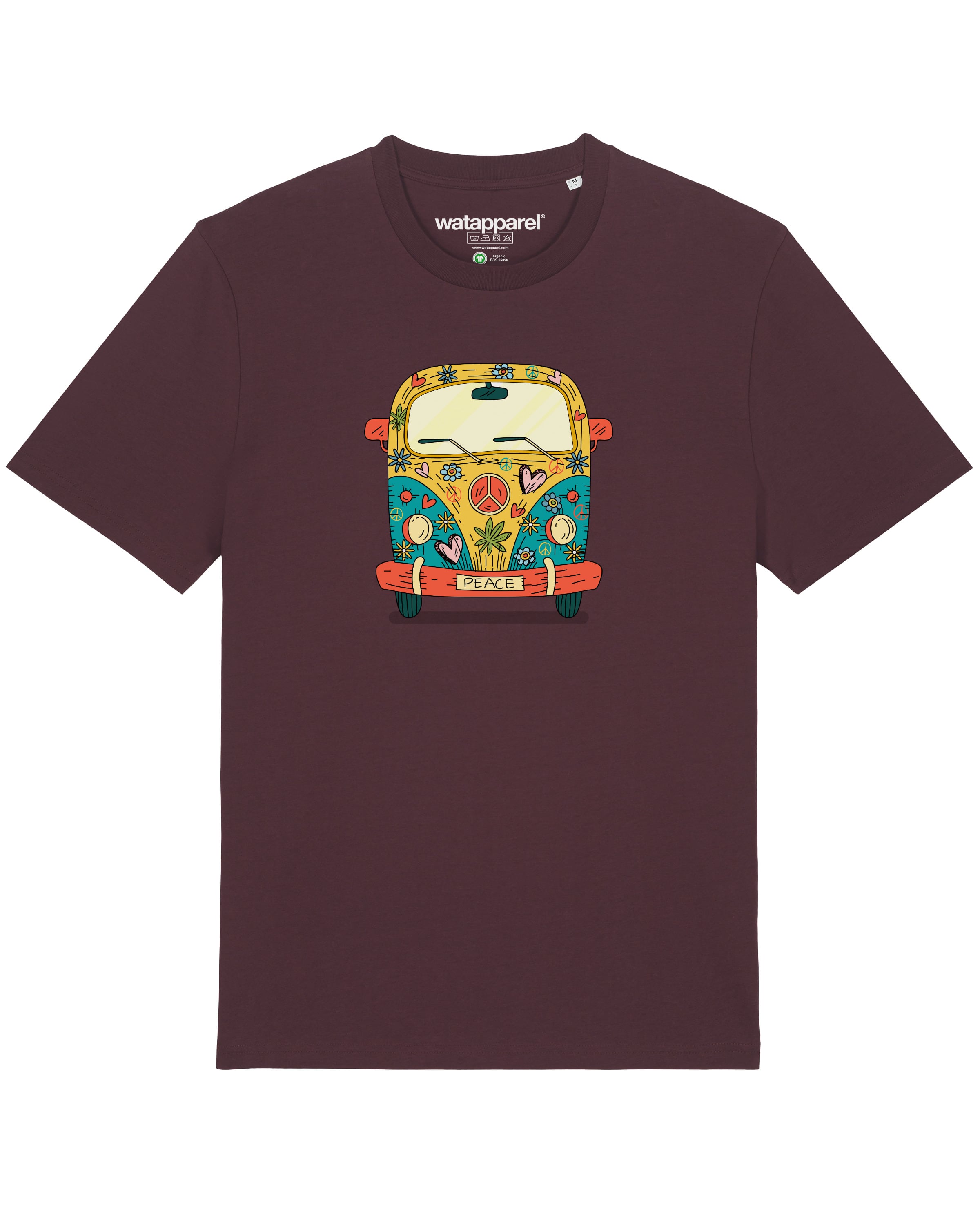 Watapparel Shirt 'Hippies Bus' in Bruin: voorkant