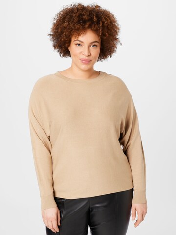 ONLY Carmakoma - Jersey en beige: frente