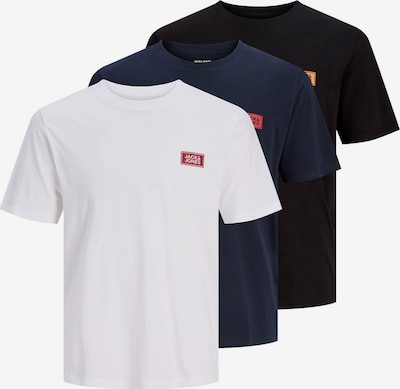 XS dydžio Marškinėliai 'JJRush' iš JACK & JONES, spalva – tamsiai mėlyna jūros spalva / juoda / balta, Prekių apžvalga