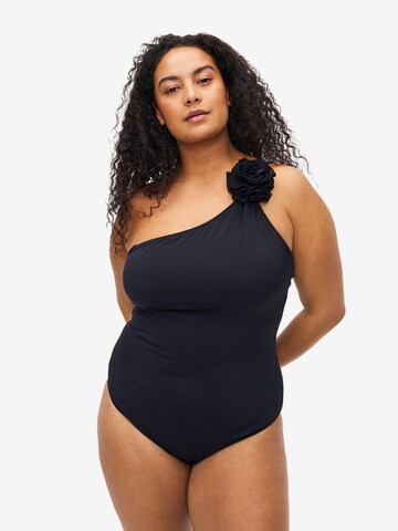 Swim by Zizzi Bustier Badpak 'SANITA' in Zwart: voorkant