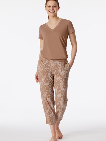 SCHIESSER Pajama ' 7/8 - Selected Premium ' in Beige