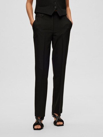 SELECTED FEMME Regular Pleated Pants 'Eliana' in Black: front