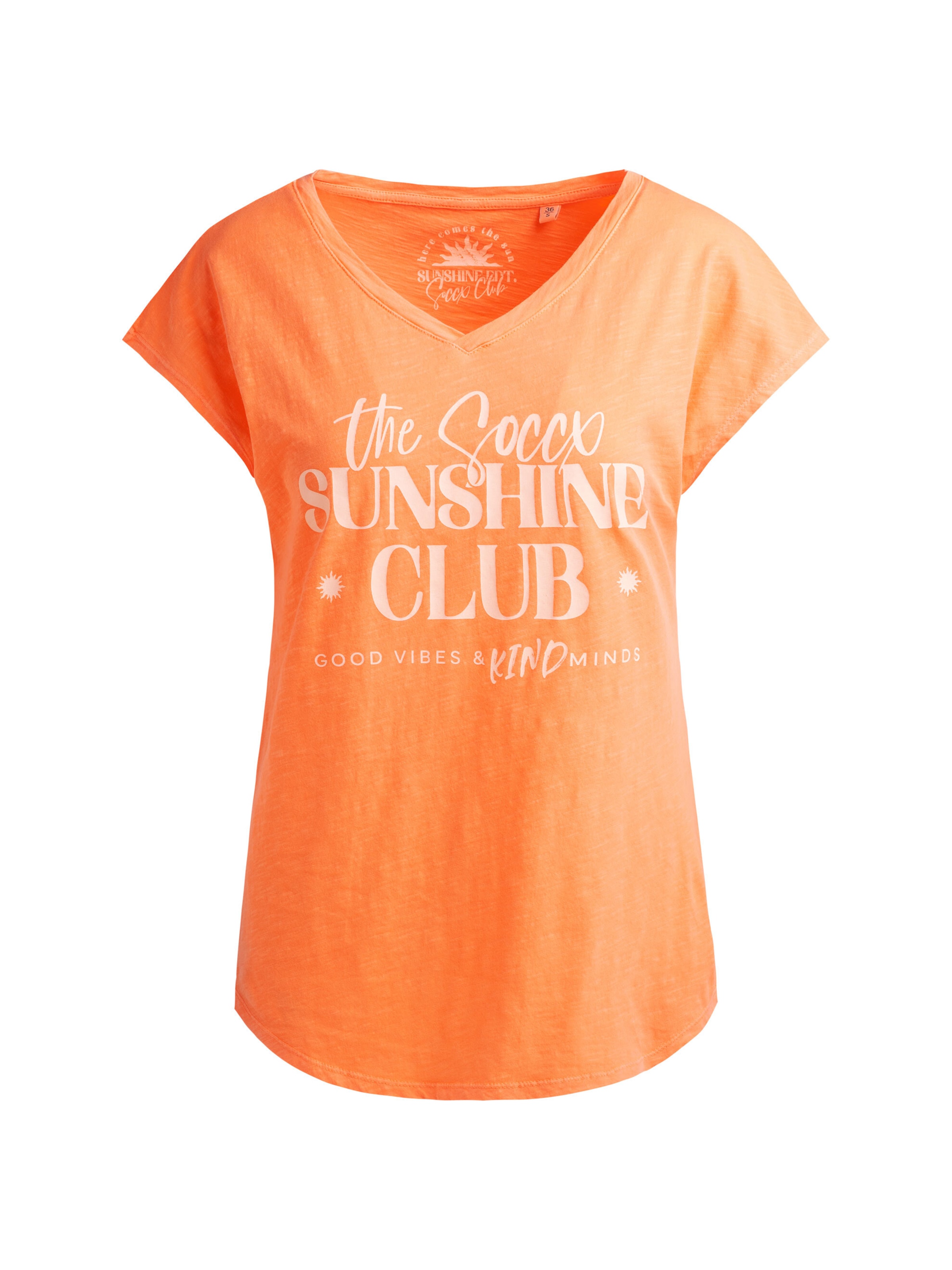 Soccx Ärmelloses Shirt mit V-Ausschnitt und Wording Print in Orange: Vorderseite