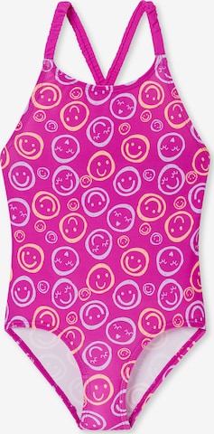 SCHIESSER Badeanzug ' Aqua Kids ' in Pink: Vorderseite