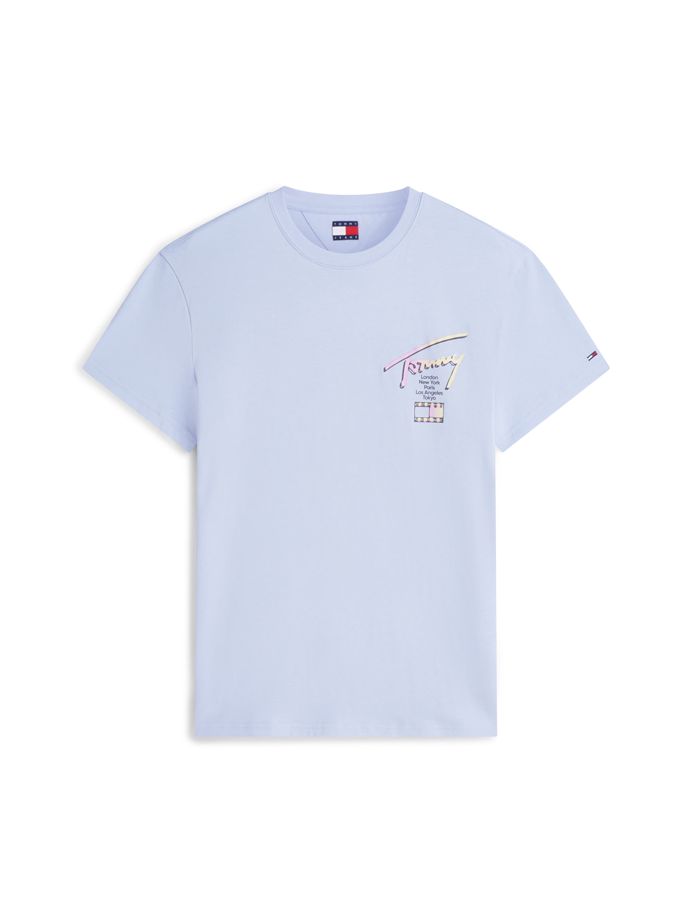 Tommy Jeans Тениска 'CITY SIGN' в синьо: отпред