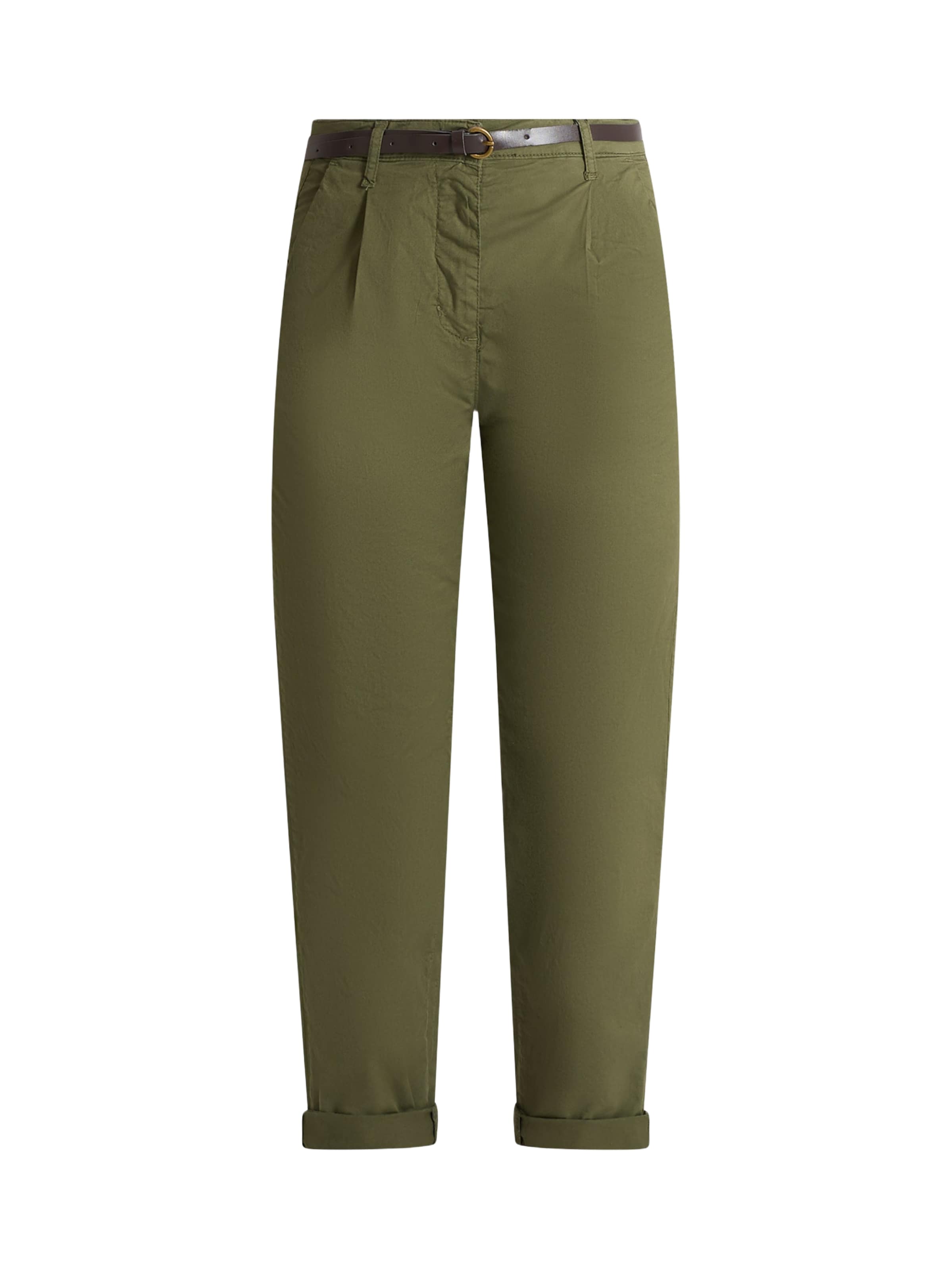 Dixie Tapered Pleat-Front Pants in Green: front