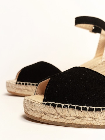 Alhamas - Sandalias con hebilla 'Alpargata Cuña 7 cm' en negro