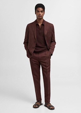 MANGO MAN Slim fit Pleat-Front Pants 'Salerno' in Red