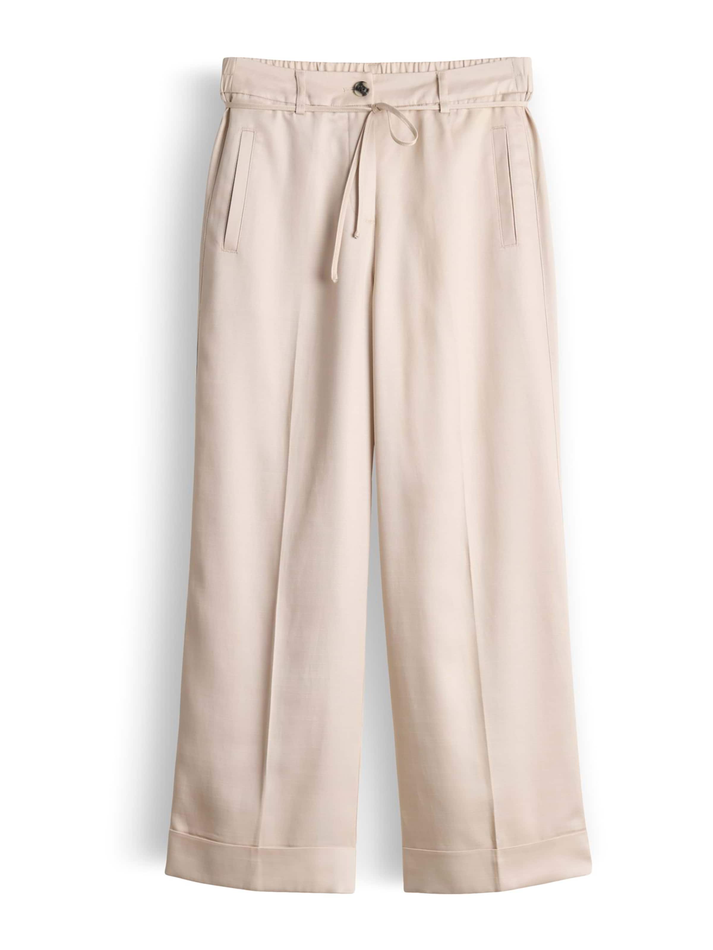 smėlio OPUS Plačios klešnės Kelnės su kantu 'Meeri': priekis