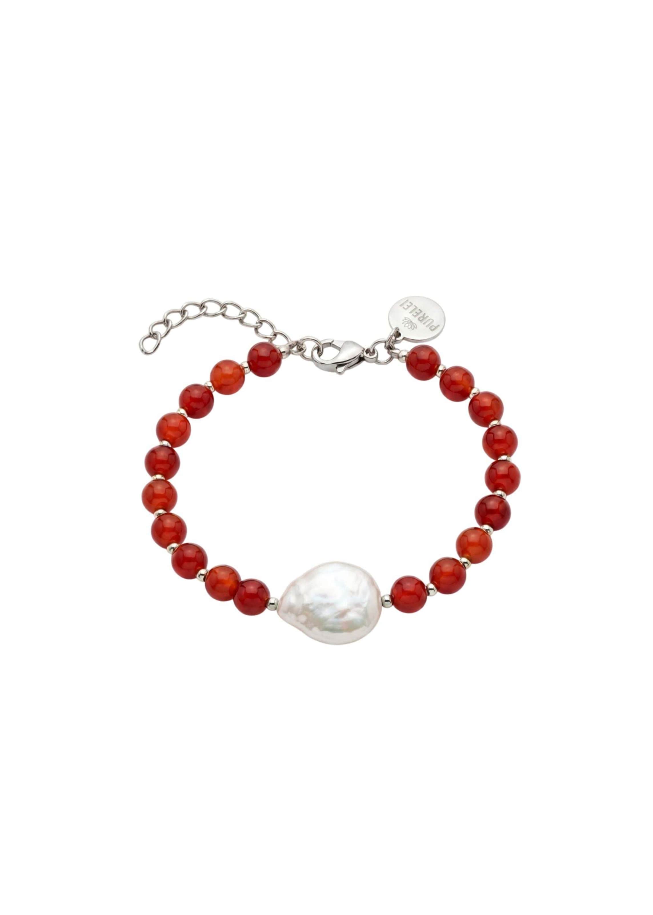 PURELEI - Pulseira 'Achat Pearl' em vermelho: frente