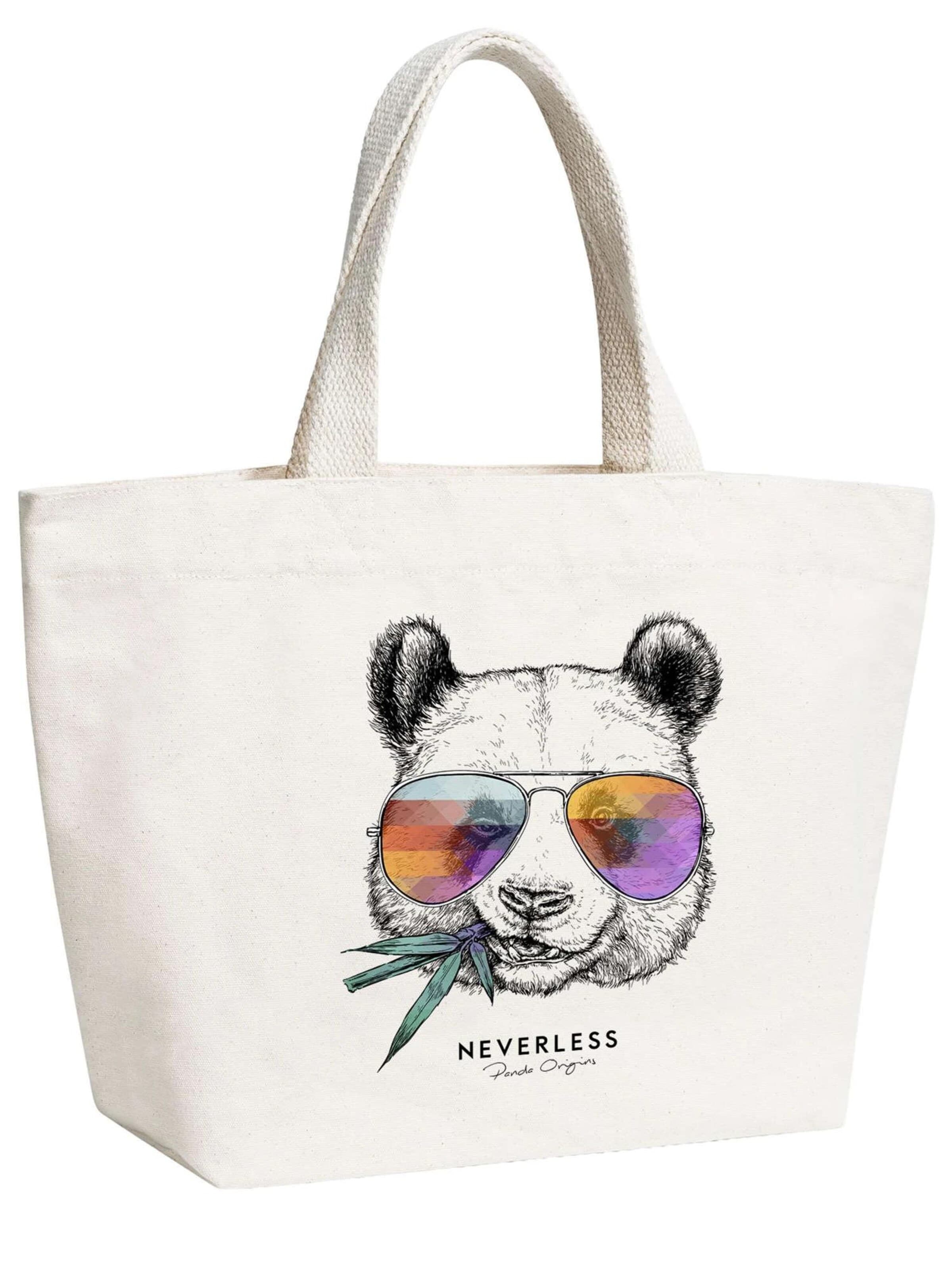 Neverless Beach Bag 'Panda Bambus' in Beige: front