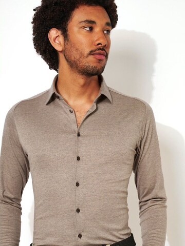 Coupe slim Chemise business DESOTO en marron