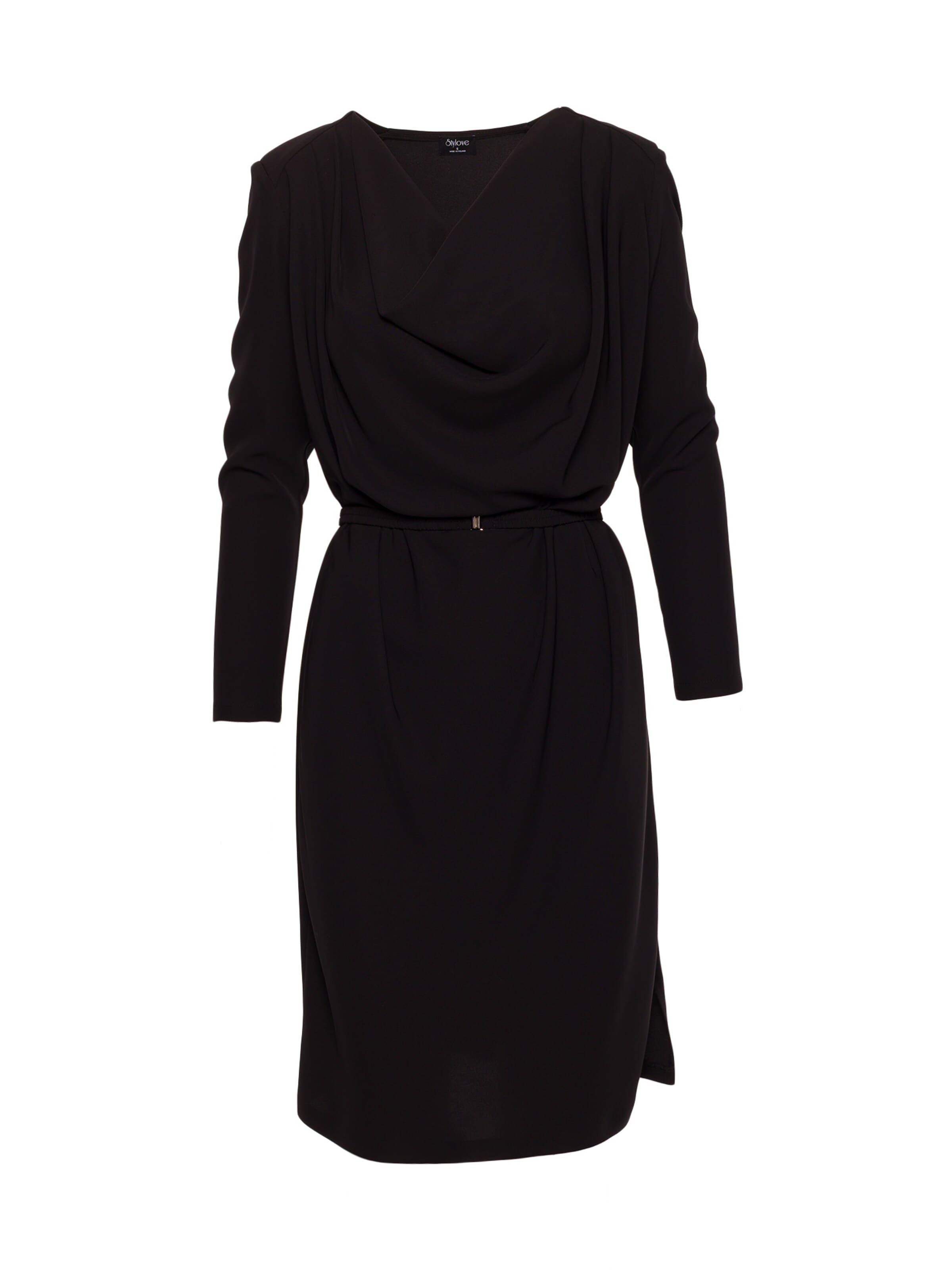 Rochie 'Sukienka z drapowanym dekoltem' de la Stylove pe negru: față