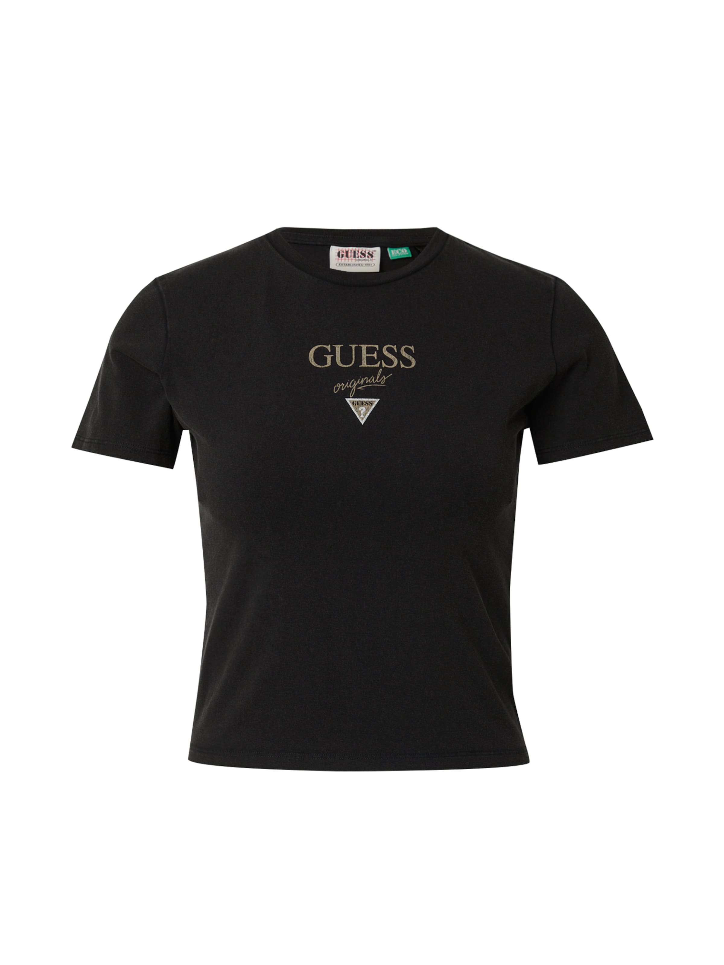 Tricou de la GUESS Originals pe negru: față