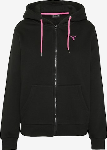 CHIEMSEE Zip-Up Hoodie in Black: front