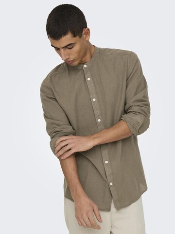 Slim fit Camicia 'Caiden' di Only & Sons in marrone