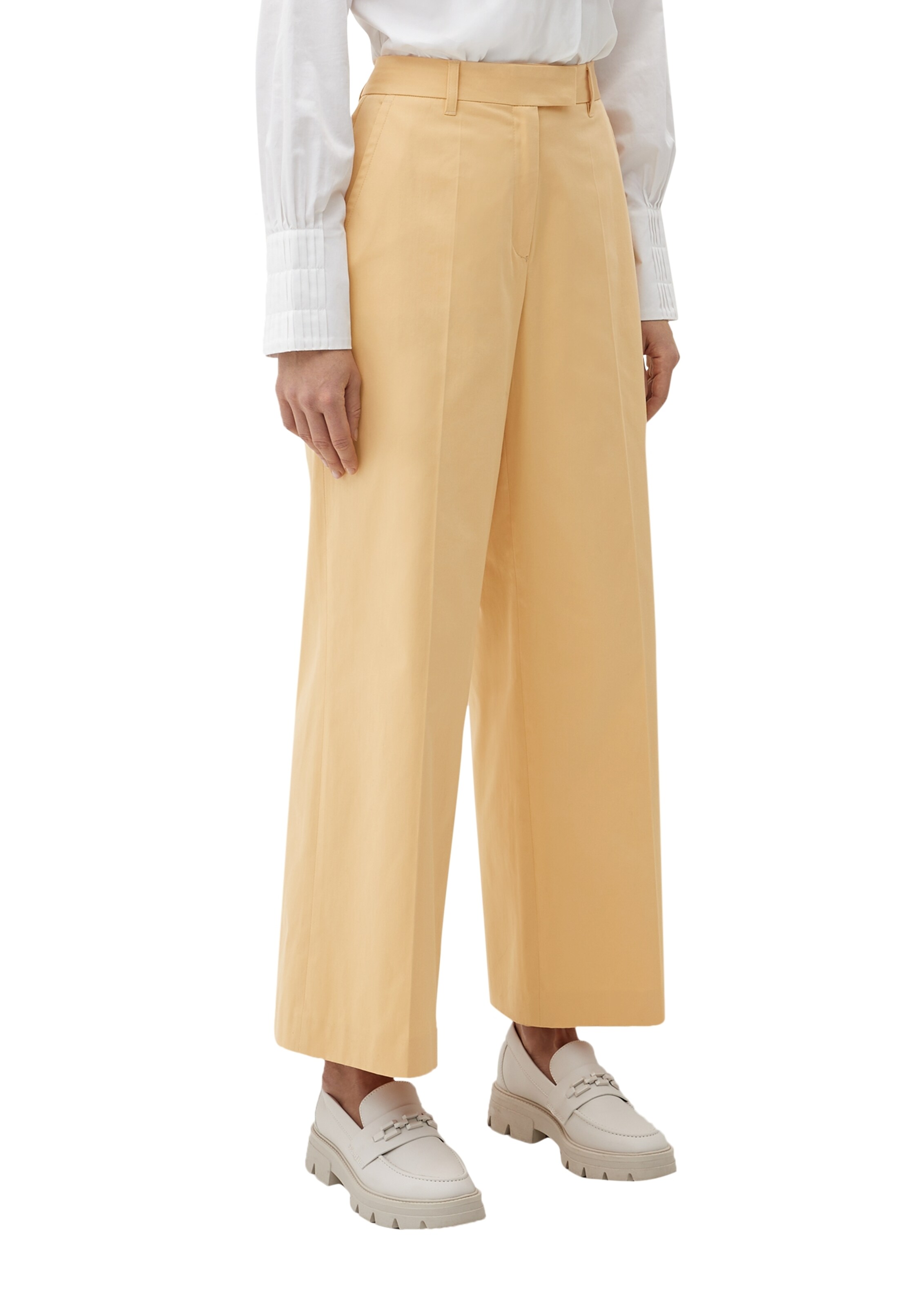 s.Oliver BLACK LABEL Wide Leg Bundfaltenhose in Gelb: Vorderseite