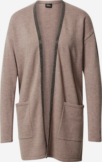 s.Oliver BLACK LABEL Strickjacke in beige / silbergrau, Produktansicht