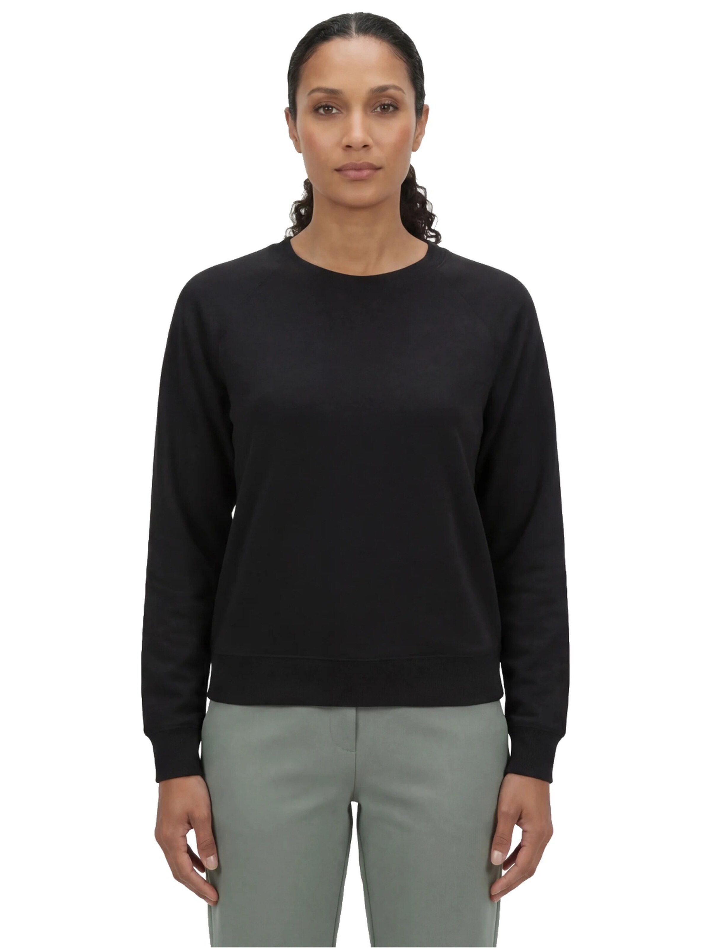SKECHERS Sweatshirt 'Skechers Skechluxe Elevate Crewneck' in Zwart: voorkant