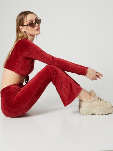 VIERVIER Flared Trousers 'Luna' in Red