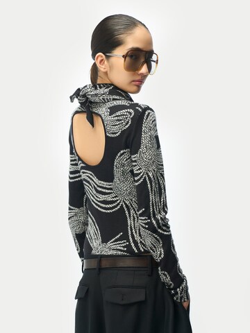 juoda GOBI Cashmere Megztinis 'Women's Rope Knot Print Cashmere Silk Sweater'