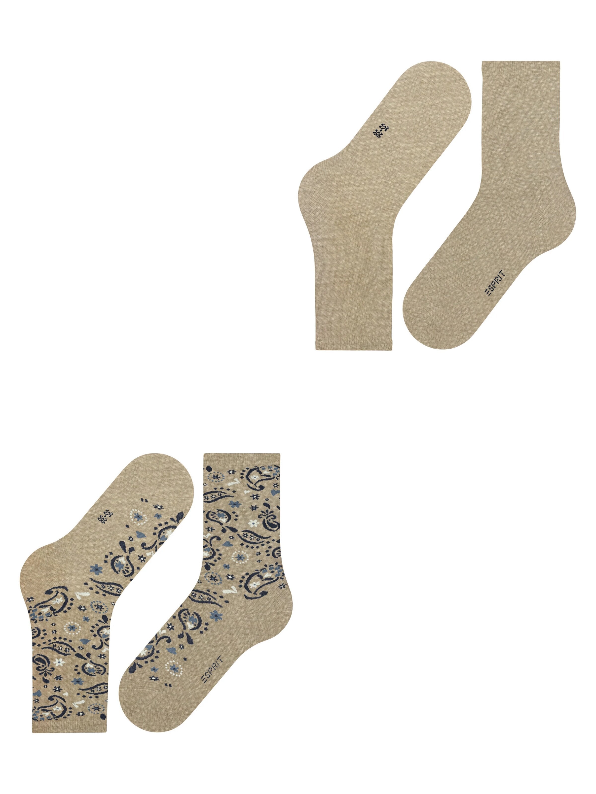 ESPRIT Socks 'Soft Paiyley 2-Pack' in Beige