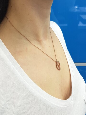 EinStein Diamant Pendant 'Halskette mit Herzanhänger und Solitär Brilliant in 14 Karat Rotgold Rosegold' in Gold