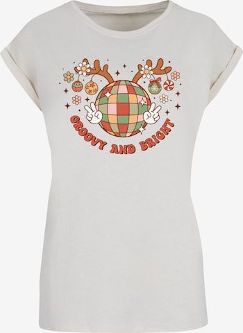 F4NT4STIC Shirt 'Groovy And Bright Christmas Disco Deer' in Beige: front