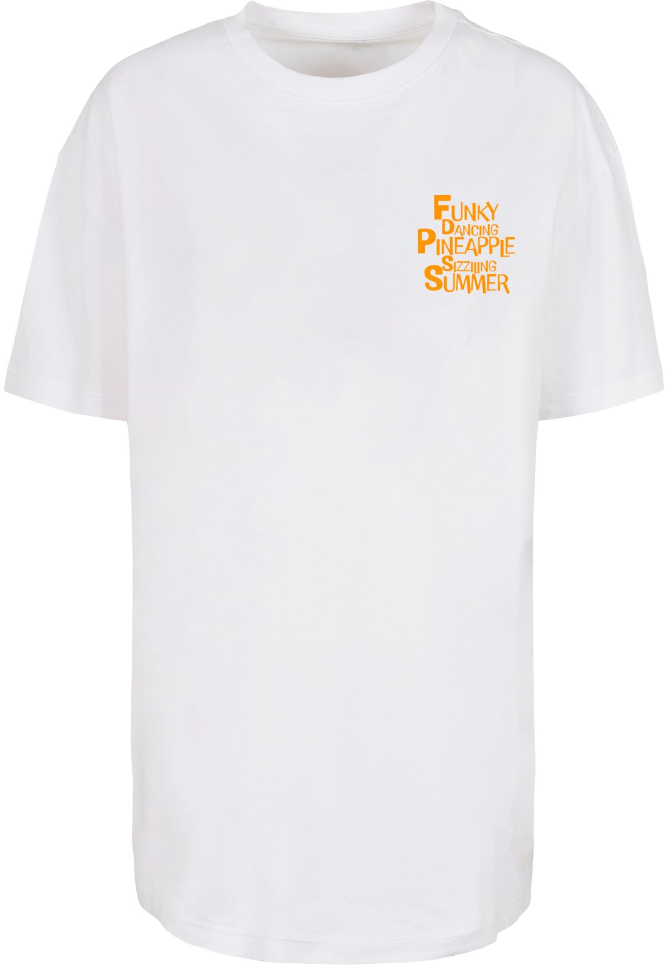 Merchcode Oversized shirt 'Funky Pineapple' in Wit: voorkant