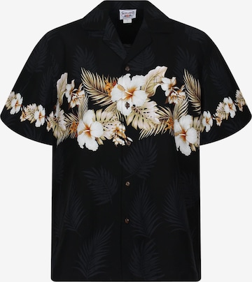 Camicia 'Blumen' di Pacific Legend in nero: frontale