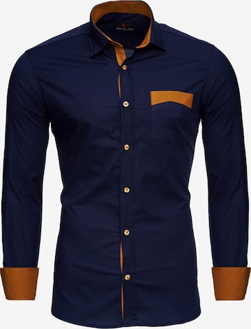 Reslad Slim fit Button Up Shirt 'Hemd Two-Tone' in Blue: front