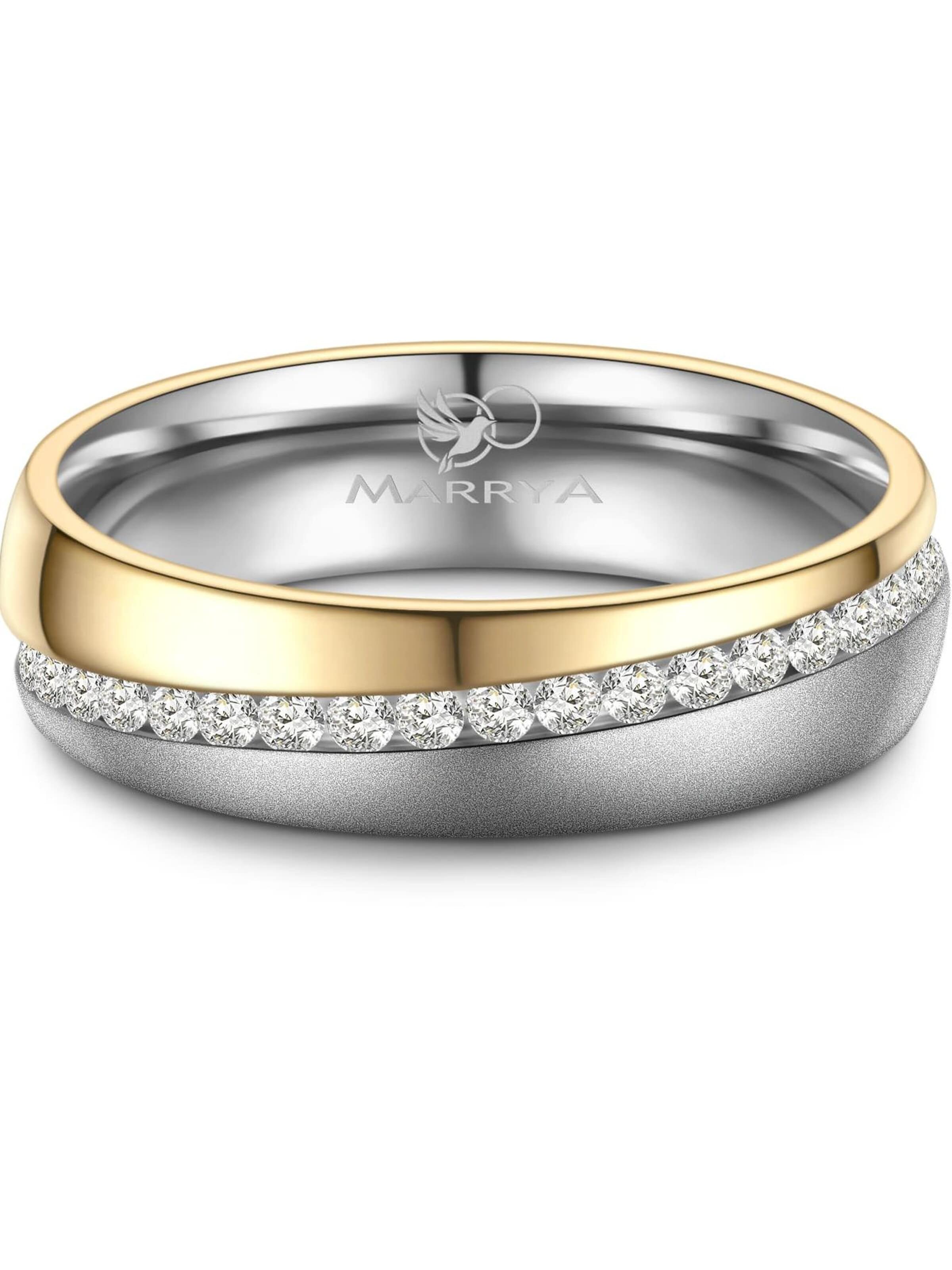 MARRYA Ring 'MARRYA ES-32 Ehering aus Edelstahl - Silberfarben & Gelbgold plattiert' i silver