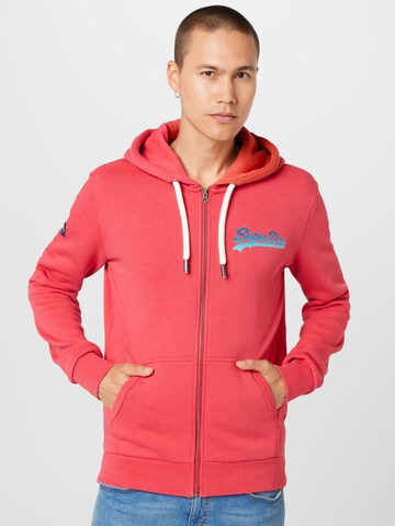 Superdry Zip-Up Hoodie in Red: front