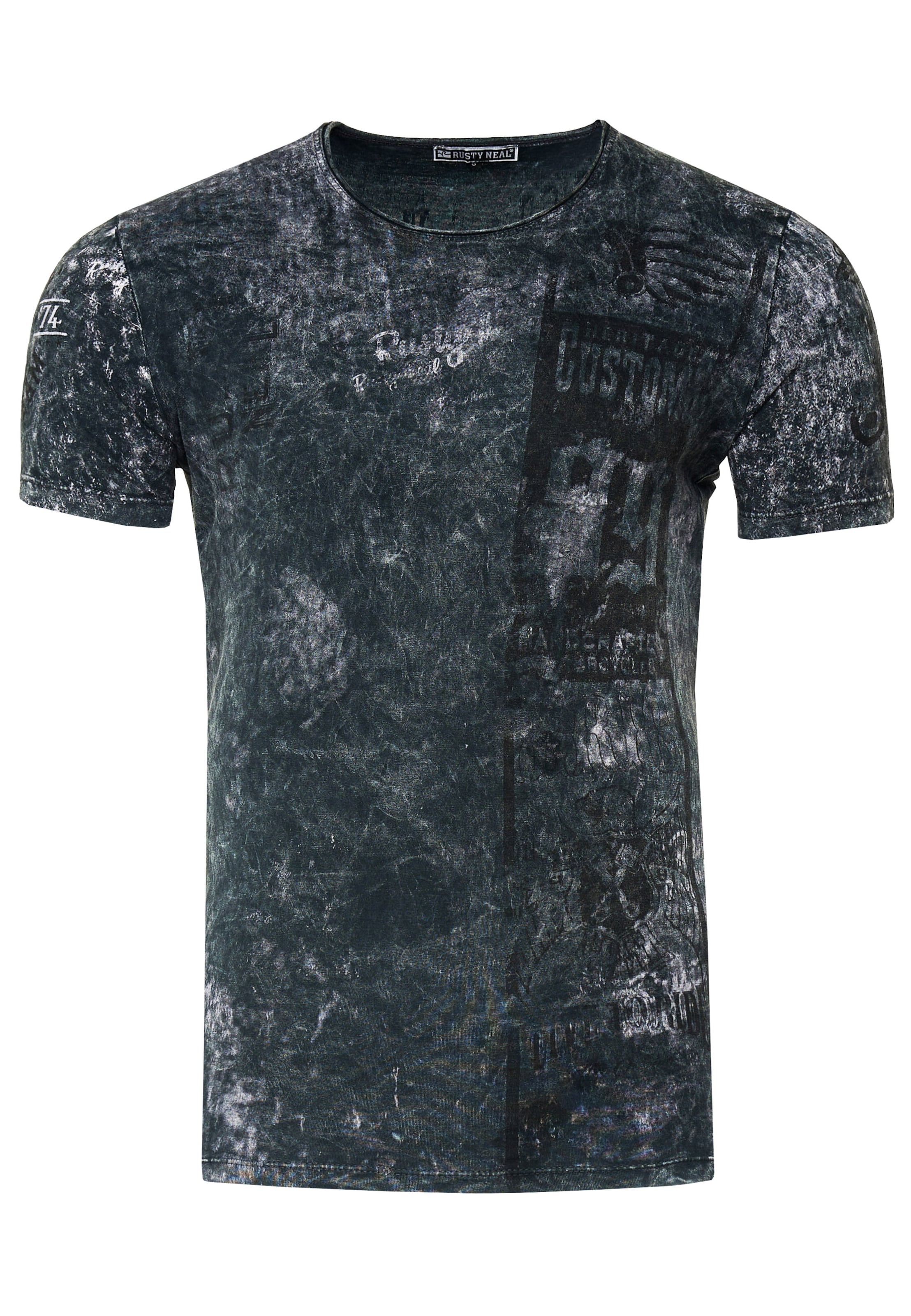 Rusty Neal T-Shirt mit modernem Front & Back Print in Grau: Vorderseite
