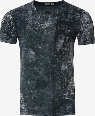 Rusty Neal T-Shirt mit modernem Front & Back Print in Grau: predná strana