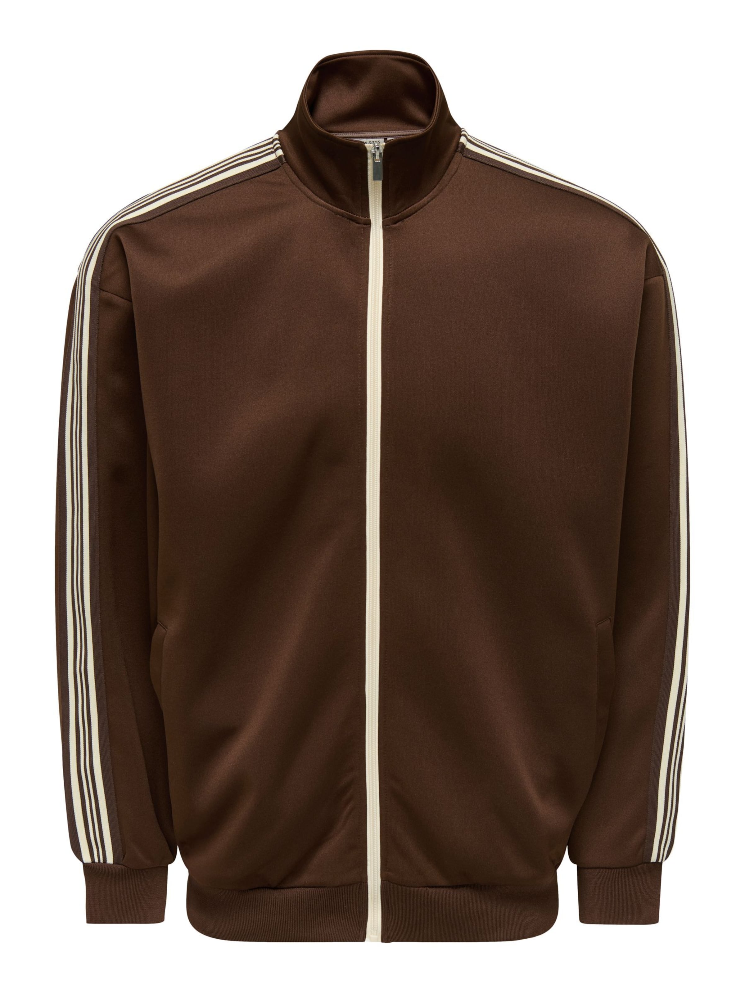 Only & Sons Sweatvest 'ONSRiber' in Bruin: voorkant