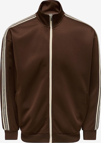 Only & Sons Zip-Up Hoodie 'ONSRiber' in Brown: front