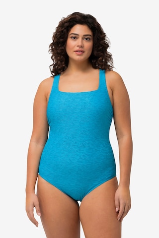 Ulla Popken Bralette Swimsuit in Blue: front