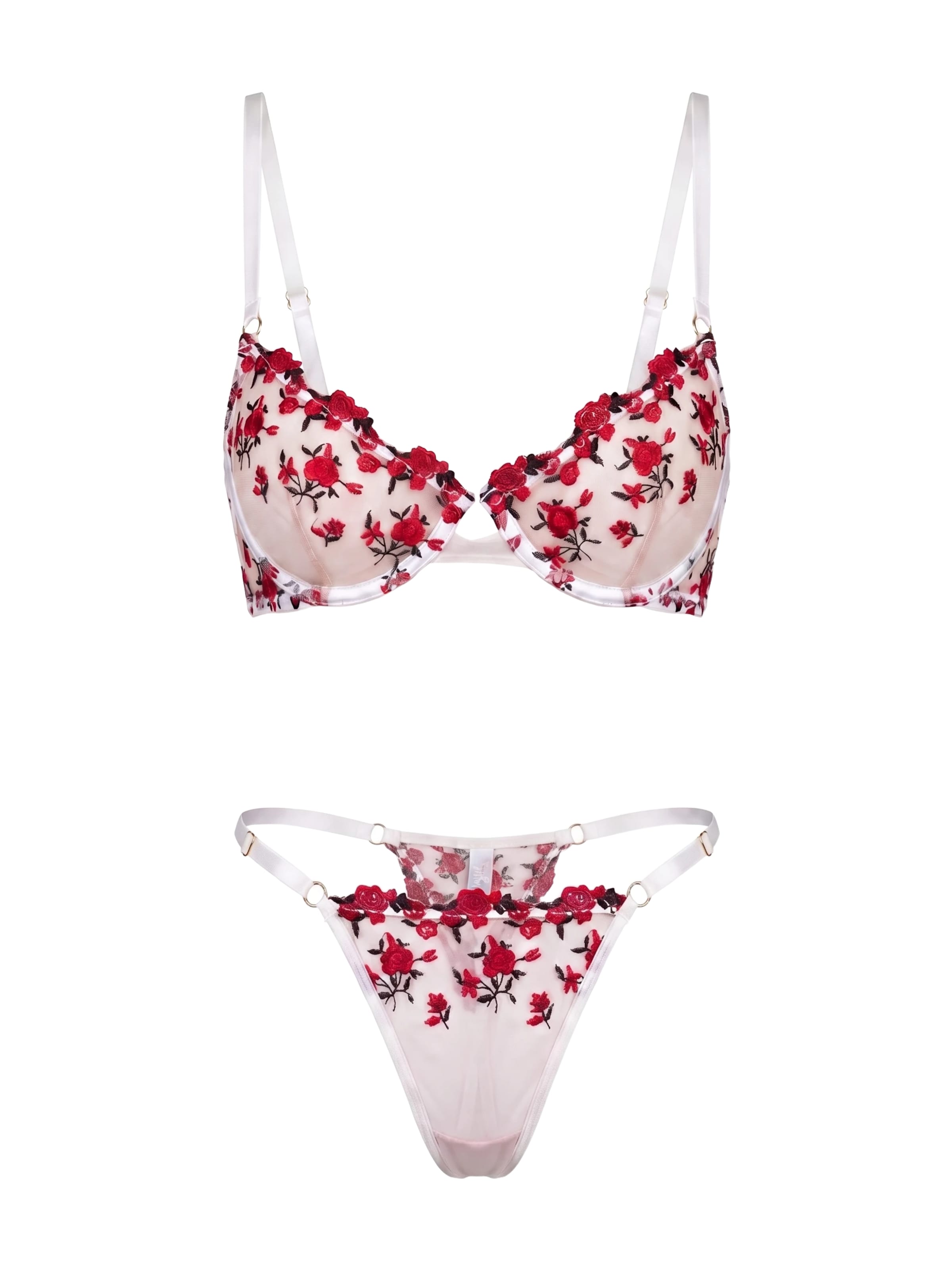 L.BEV Balconette Wäsche-Sets 'Amore Floreale'‌‌‌‌‌‌‌ in Weiß: Vorderseite