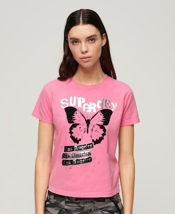 T-shirt 'Lo-fi Rock ' Superdry en rose : devant