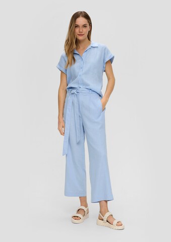 s.Oliver - Pierna ancha Pantalón plisado en azul