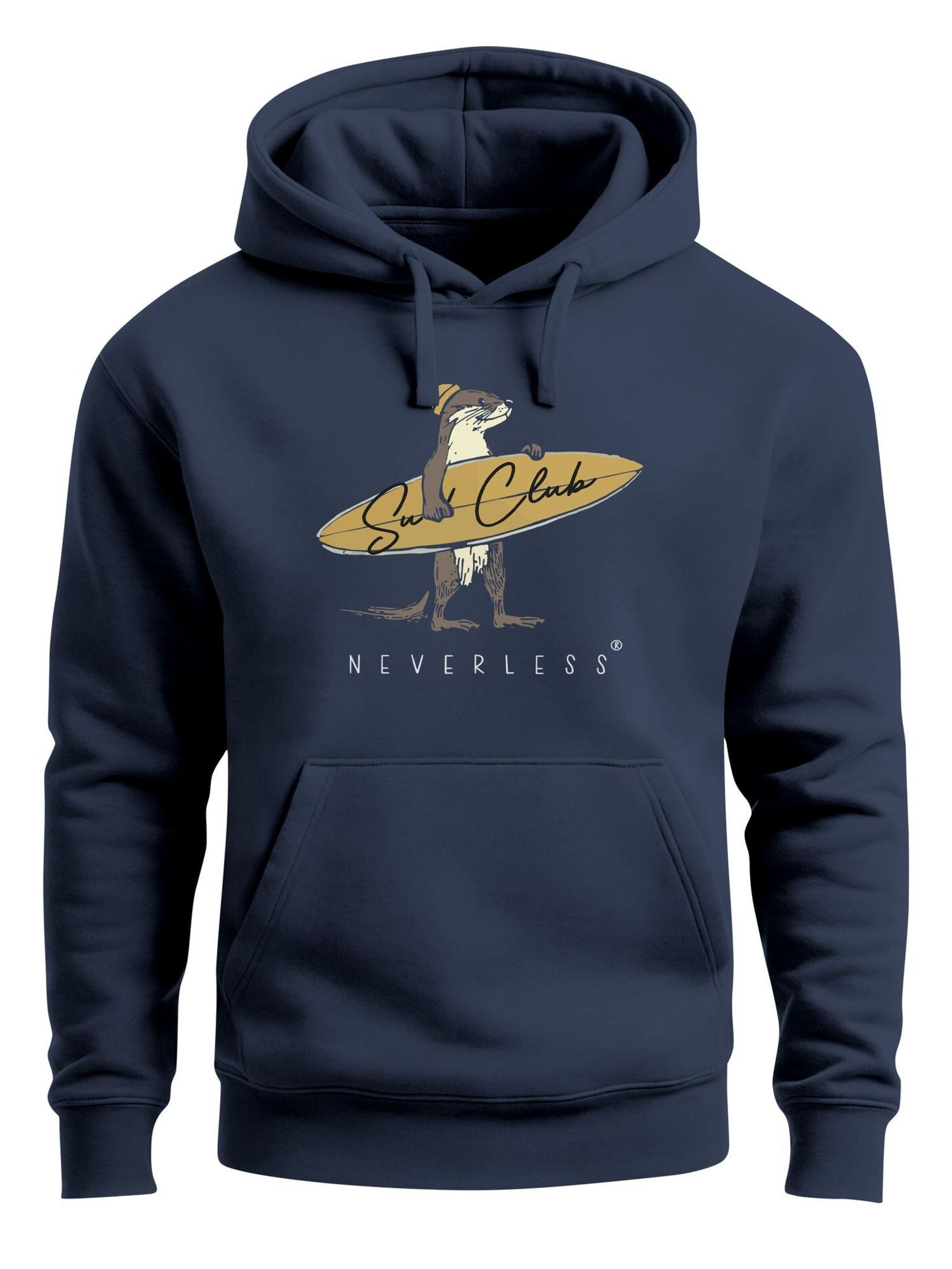 Neverless Sweatshirt 'Surf Club' in Blue: front