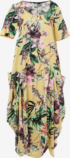 Madam-T Jurk 'KOSKA' in de kleur Geel / Groen / Rosa / Wit, Productweergave