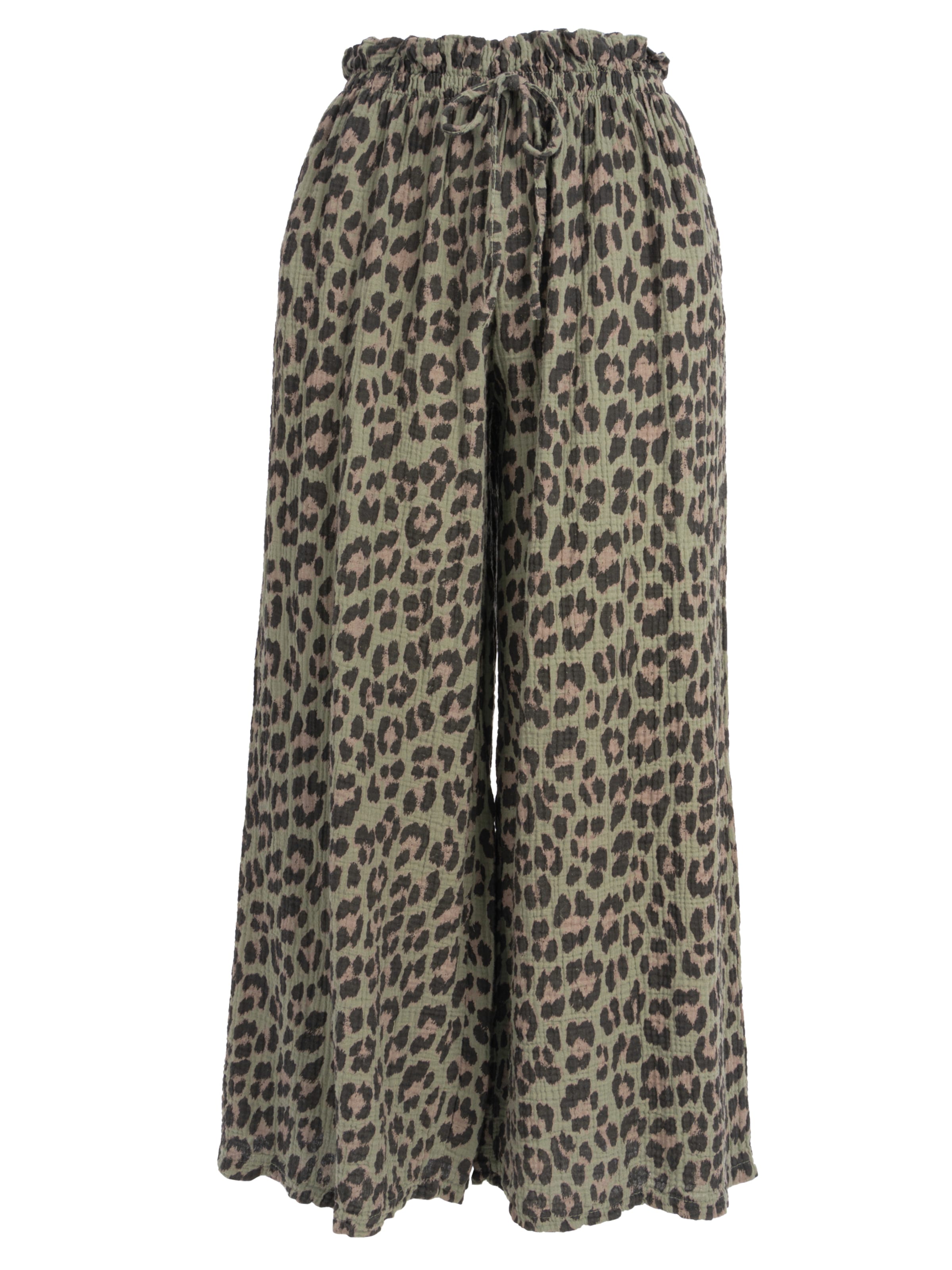 Wide Leg Pantalon ' DANI LEO MUSSELIN ' Seasons of April en vert : devant