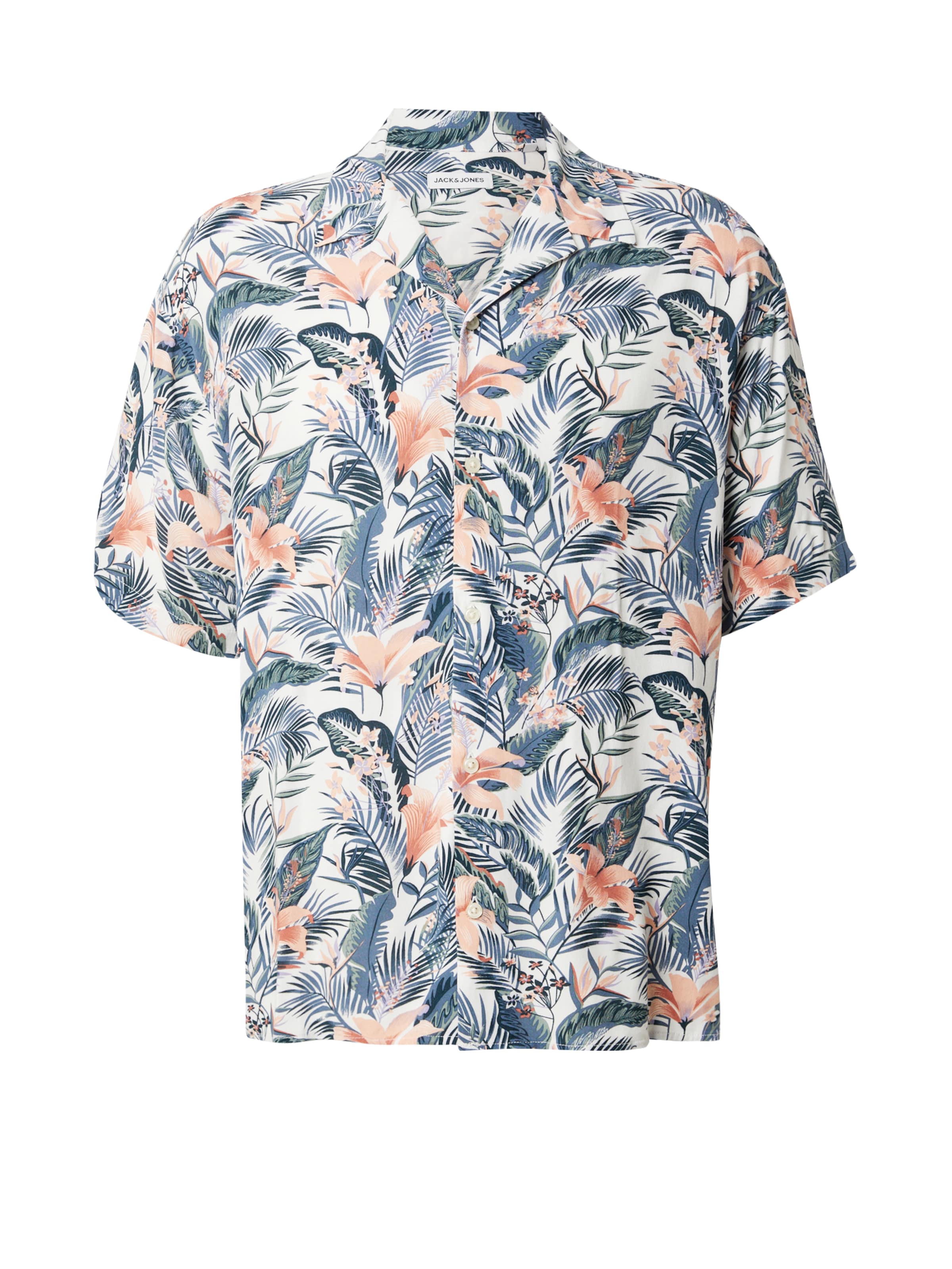 JACK & JONES Srajca 'JJEJeff Tropical' | bela barva: sprednja stran